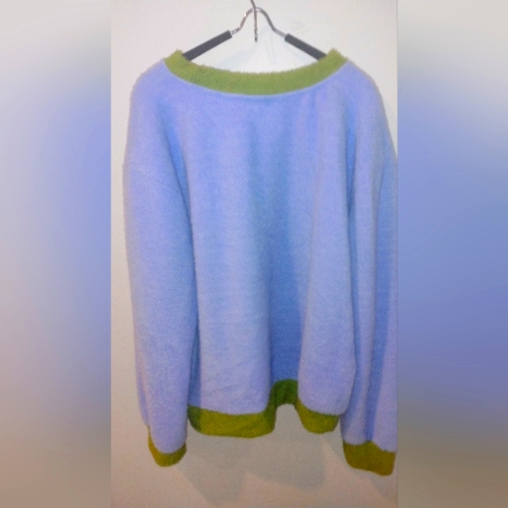 Maeve Baby Blue Sweater, With Green Trim